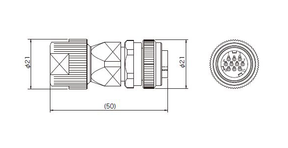 10-contact straight plug drawing