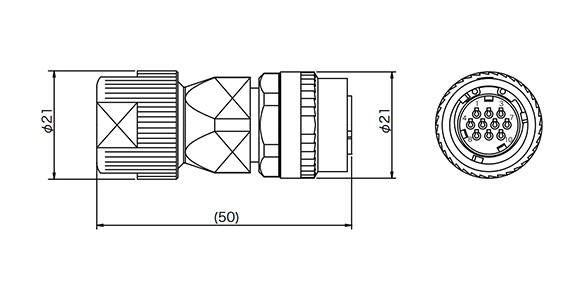 10-contact straight plug drawing