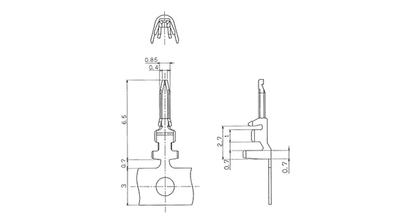 Crimping contact dimensional drawing