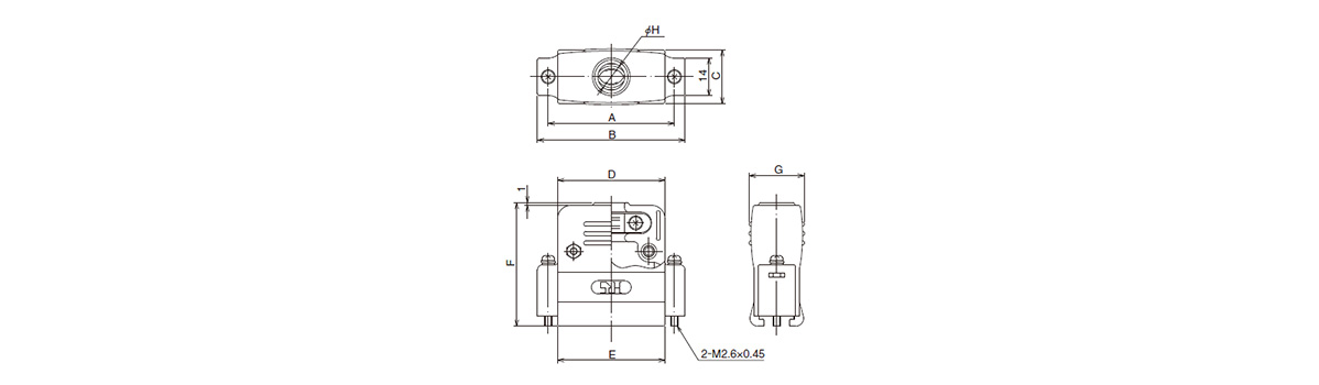 Dimensional drawing: HDB-CTF(50) for 25-contacts