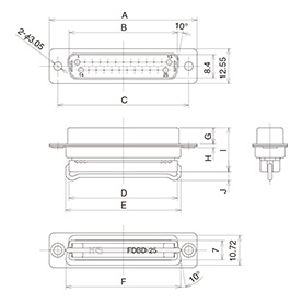 FDED-9P(55), FDAD-15P(55), FDBD-25P(55), FDCD-37P(55) dimensional drawing