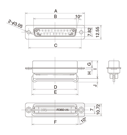 FDED-9S(55), FDBD-25S(55), FDCD-37S(55) dimensional drawing