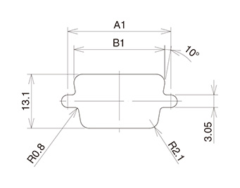 Dimensional drawing for installing connector from front of panel (front mounting)