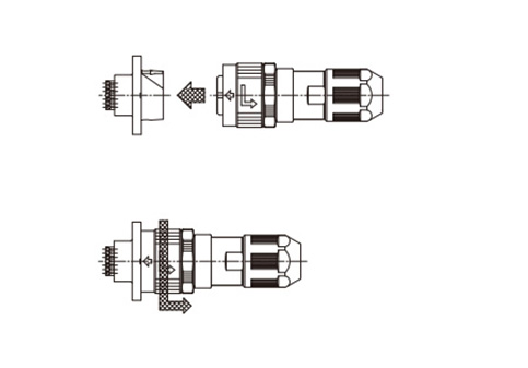 Push-on Bayonet Lock Mating: Just push-on the plug to complete mating. Un-Mating: Unlock by rotating the sleeve.