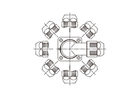 Cable Exit Directions: Right angle plugs allow the cable to exit in 8 directions in 45° increments.