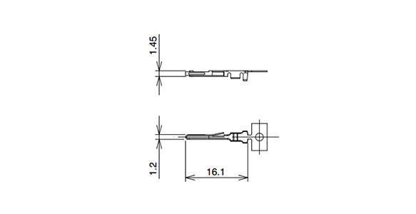 Male contacts for thick wire (for 2 contact holes on both sides) - Plating: nickel base and selective gold plating