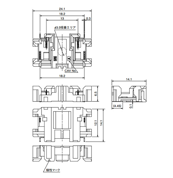 MDF51SU/MDF51SY (P = 13‑mm type) dimensional drawing