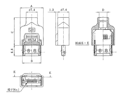 Plug connector dimensional drawing