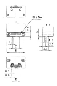 Receptacle connector dimensional drawing