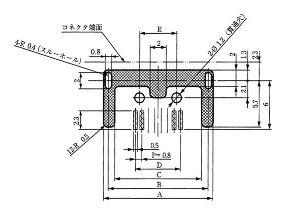 Board mounting dimensional drawing (mounting surface side) / Grounding board DIP area: reflow type