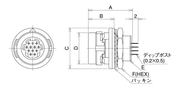 Dimensional drawing of DIP type