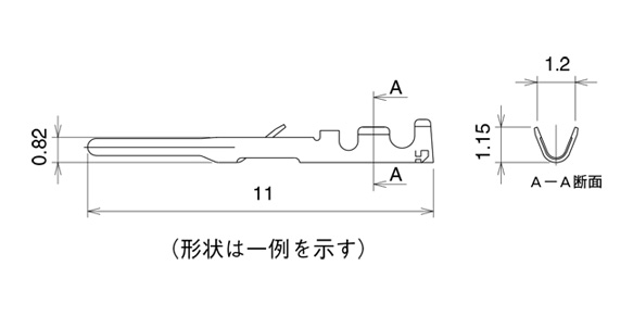 Table of dimensions for male terminals