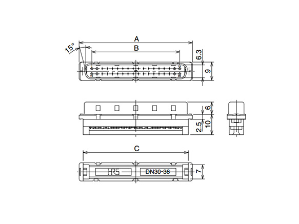 Male ID connector dimensional drawing