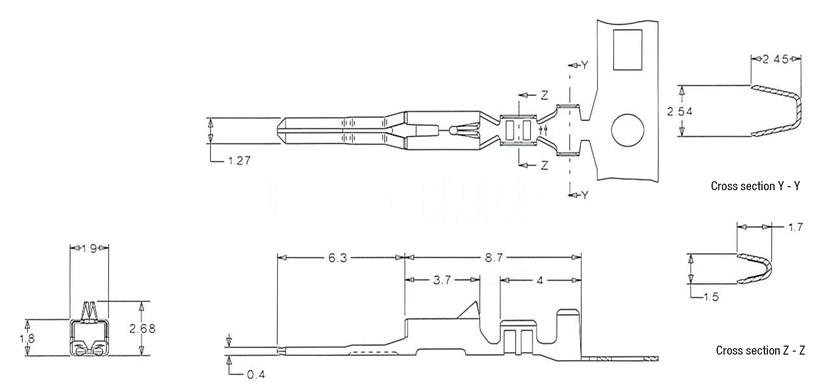 Wire to Wire Connector Terminal with 2.5 mm Pitch (50398) 