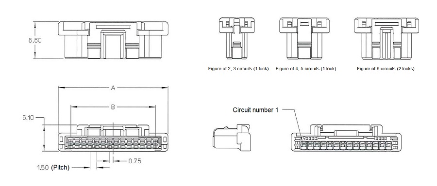 1.5 mm Pitch, CLIK-Mate Housing / 1 Row 502578 