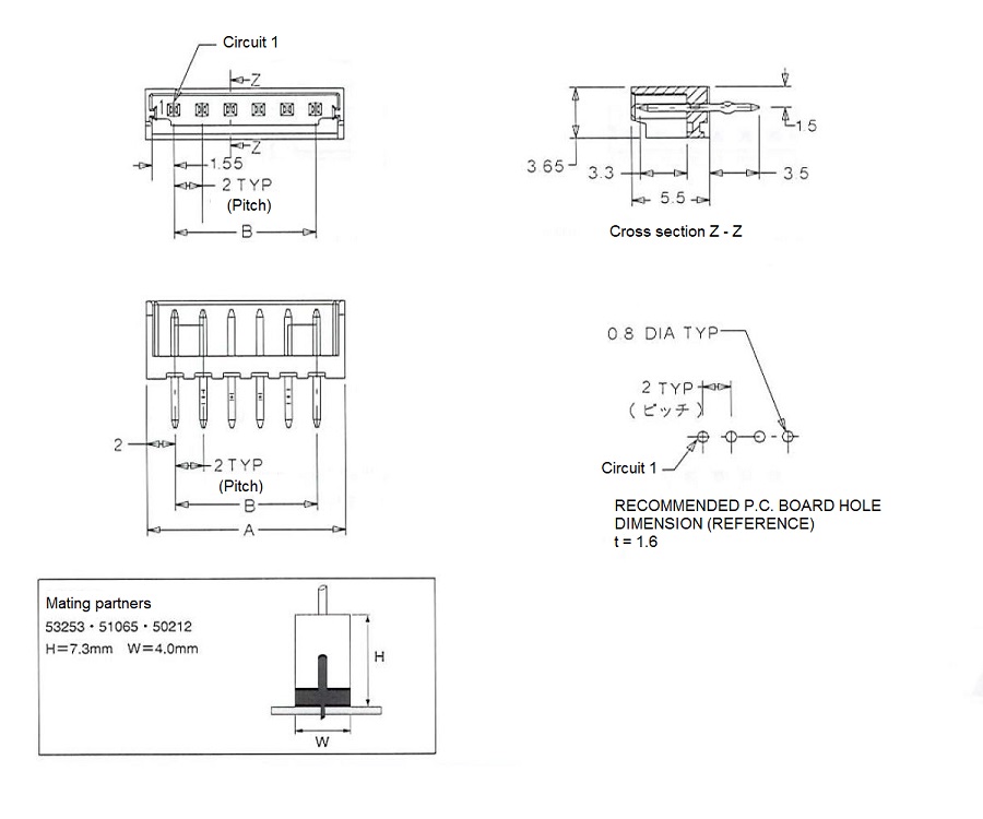 Micro-Latch? 2.00 mm Pitch PCB Wafer, Straight (53253) 