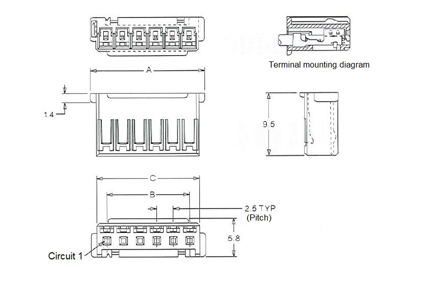 2.5-mm Pitch Mini-Lock (TM) Housing, Friction Lock Type 51102 