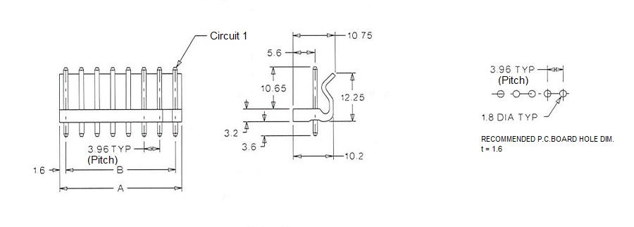 3.96 mm Pitch, For Cable-to-Circuit Board, Wafer Straight Type 5273 