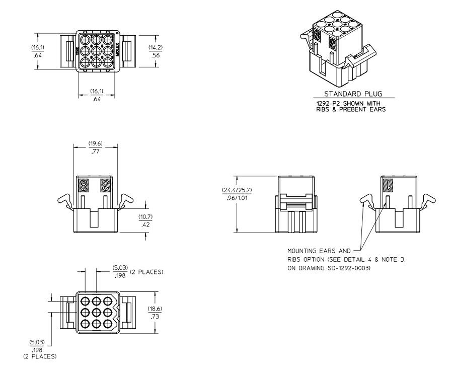 Standard .093" Receptacle Housing (1292) 