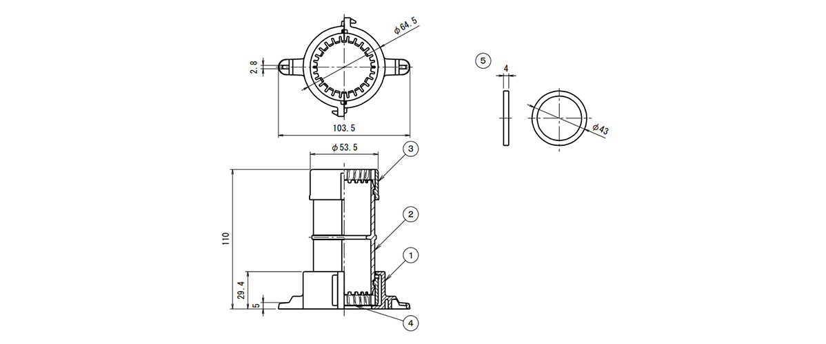 Dimensional drawing of CDH-36CG