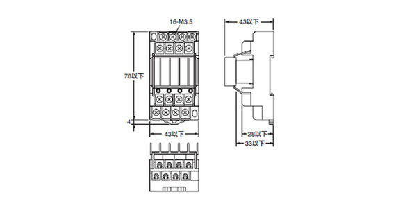 Model G3S4-A, Model G3S4-D with heat sink: dimensional drawing