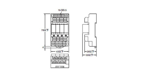 Model G3S4-A1, Model G3S4-D1 without heat sink: dimensional drawing