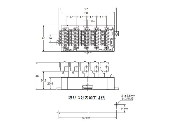 DCN1-3NC dimensional outline drawing