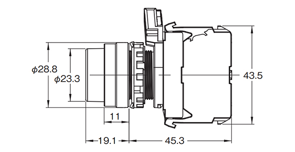 Dimensional drawing of protruding type (resin bezel) / A22N□-BP□-□A-G□-□□