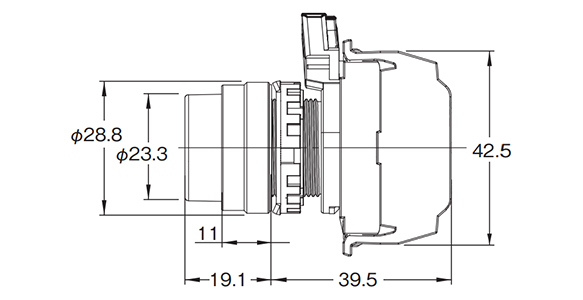 Dimensional drawing of protruding type (resin bezel) / A22N□-BP□-□A-P□-□□