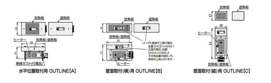 Space heater minimum type for 2-point stop heat dissipation diffuser plate / heat shield plate drawing