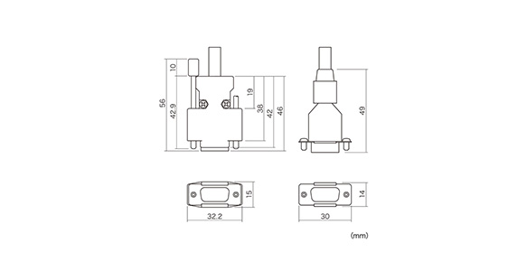 Dimensional drawing of Display Cable (Composite Coaxial, Analog RGB, 30 m, with Core)