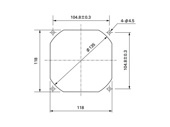 Mounting hole reference dimensional drawing (exhaust side)