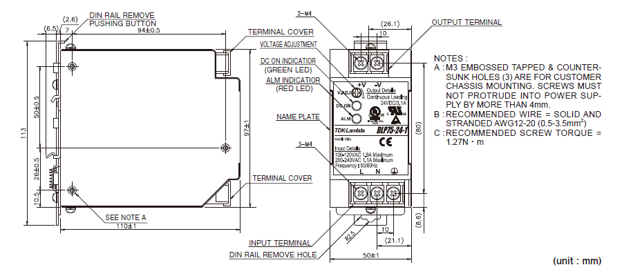 Unit Type Power Supply, DLP Series 