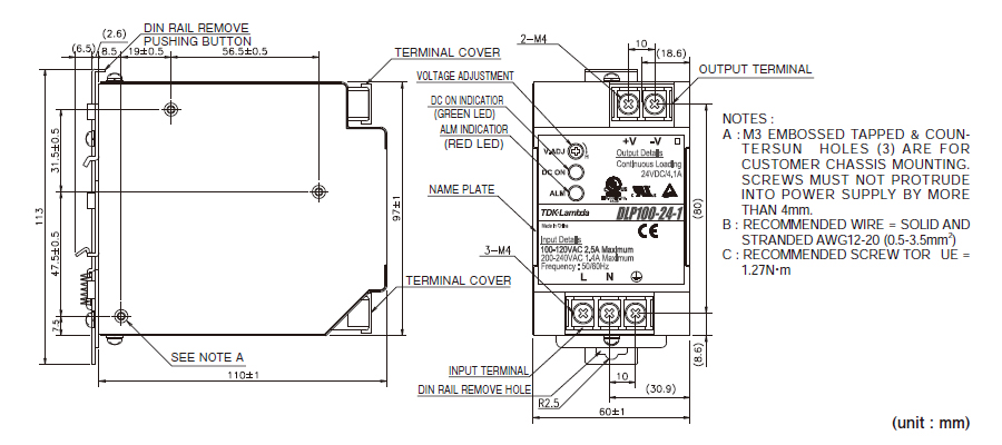 Unit Type Power Supply, DLP Series 