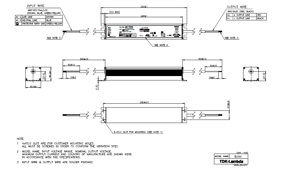 Constant-Current Power Supply ELC Series for Dust and Water Type LED Equipment 