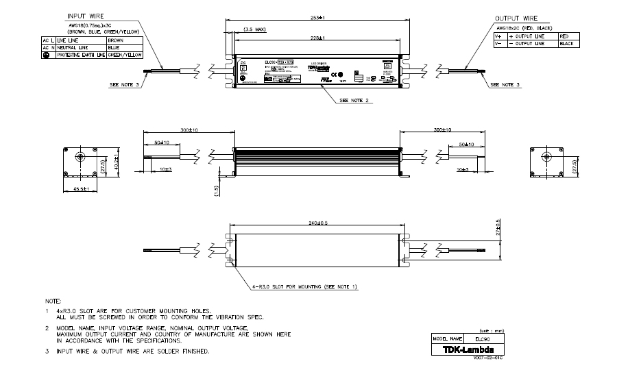 Constant-Current Power Supply ELC Series for Dust and Water Type LED Equipment 