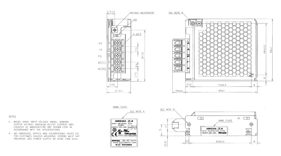 AC Input Power Supply (AC-DC Converter), HWS-A Series 