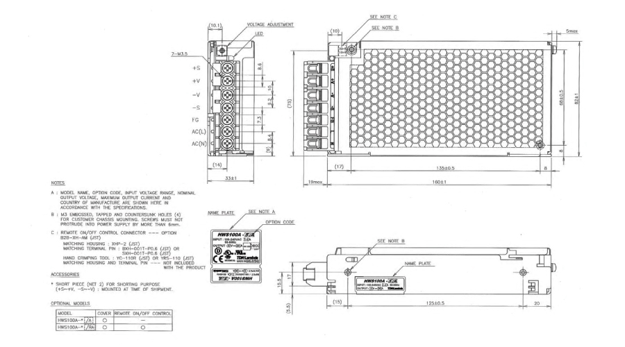 AC Input Power Supply (AC-DC Converter), HWS-A Series 