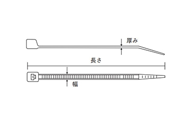 Cable Tie, OD 2.5 mm × 100 mm, Maximum Binding Diameter 22 mm, Standard Type: Related images