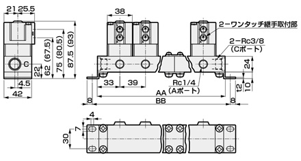 Drawing 8 of Air-Operated 2-Port Valve, Manifold, Compact Cylinder Valve GNAB/GNAB□V Series