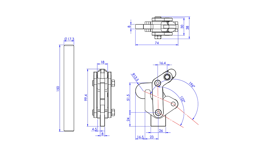 Weldable Toggle Clamp, GH-702-C 