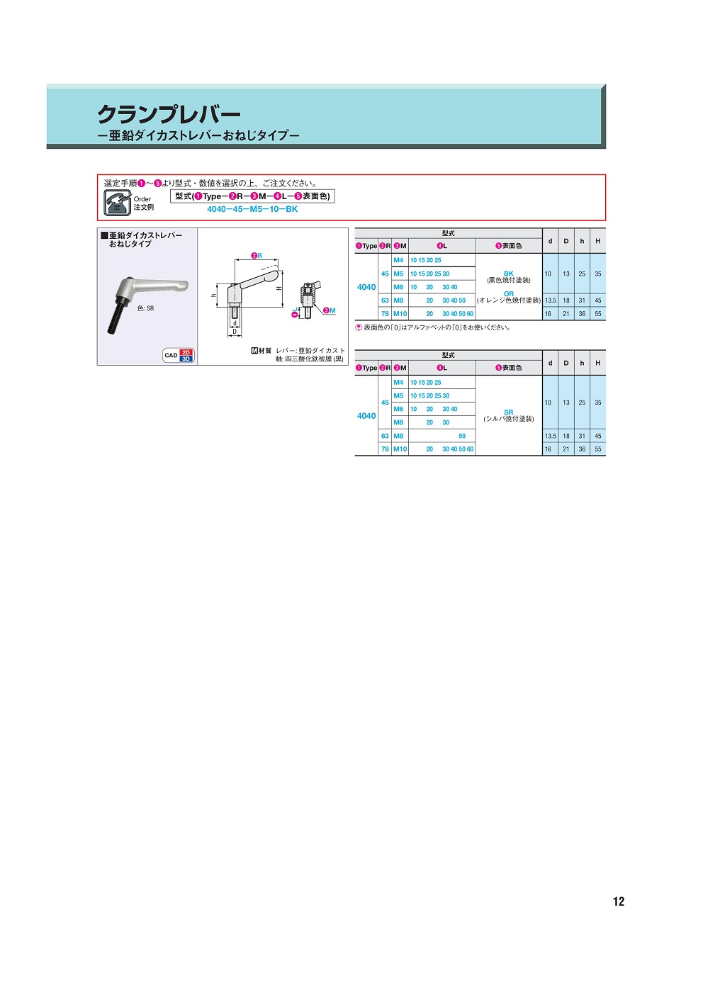 クランプレバー　－亜鉛ダイカストレバー　おねじタイプ－:関連画像