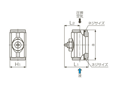 Two-fluid nozzle for fine mist generation small jet volume fan-shaped BIMV series (liquid pressurized type) drawing (N type)