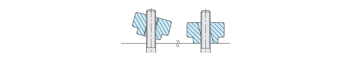 Slide the Quick Fastening Nut over the bolt to the workpiece being bolted down, and then tighten the nut in the perpendicular position.