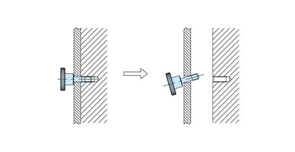 The TKS-R-SUS type has a partly-threaded stud that helps to prevent the knob from dropping off a panel board when it is removed.