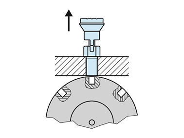 Pull the knob to retract the nose.