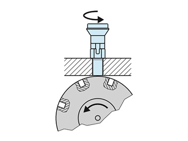 When rotating the knob 90°, it locks the nose in the rest position.