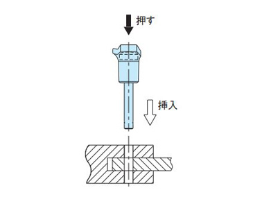 When the button is pushed, the ball enters the pin, and it can be inserted into the positioning hole.