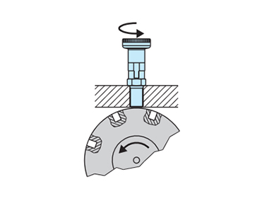 When the knob is rotated 90°, it locks the nose in the rest position.