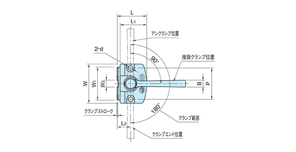 Dimensional drawing of lever type